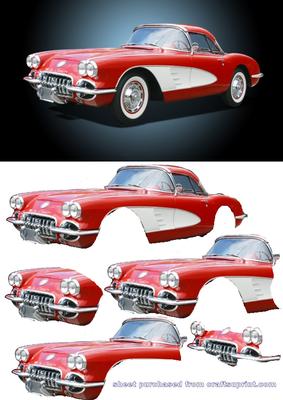 Vintage Red Car Decoupage