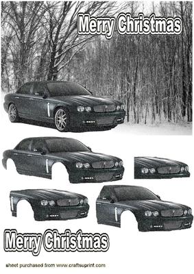 Luxury Jaguar in Snowy Scenery Decoupage