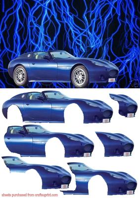 Blue Sports Car Decoupage