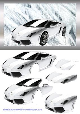 Quick White Sports Car Decoupage