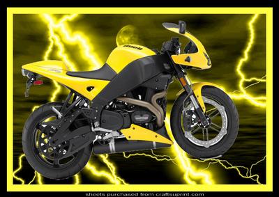A4 Bright Yellow Sport Bike Quick Card 1 of 2