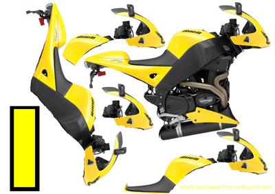 A4 Bright Yellow Sport Bike Quick Card 2 of 2 Decoupage