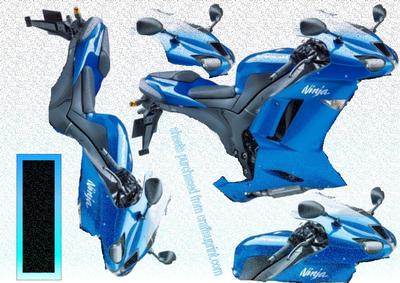 Blue Sport Bike on Ice Background with Snow Affect 2 of 2