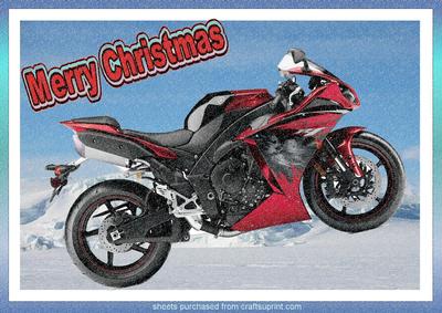 Red Sports Bike on Snowy Effect Background 1 of 2