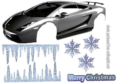 A4 Lamborghini Ice/christmas Scenery Decoupage 2 of 2