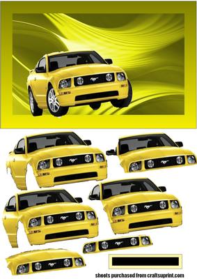 Yellow Ford Mustang Quick Card with Tag