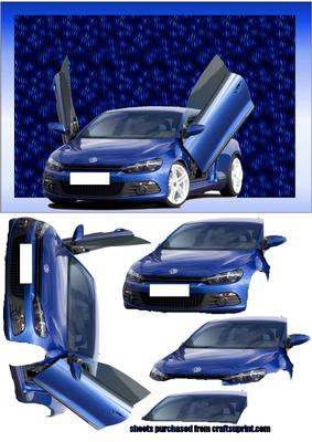 Blue Sports Car Decoupage