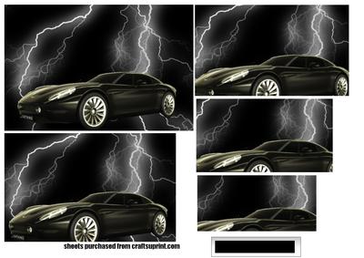 Black Sports Car on Lightning Background Pyramid