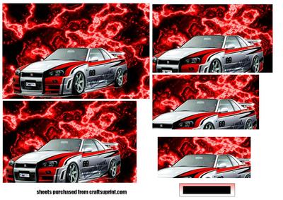 Nissan Skyline on Lightning Background Pyramid