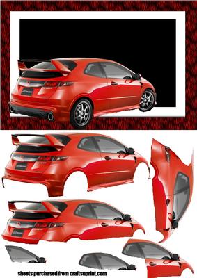 Honda Civic on Stunning Effect Background Decoupage