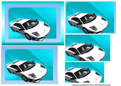 White Lamborghini on Blue/green Background Pyramid