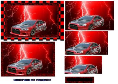 Sport Mitsubishi Car on Lightning Background Pyramid