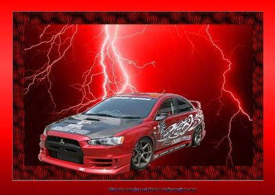 Sport Mitsubishi Car on Lightning Background A4
