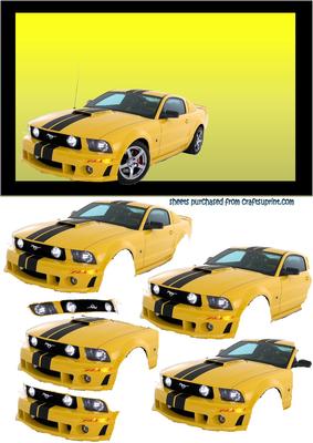 Bumblebee Yellow Mustang on Metallic Yellow Background