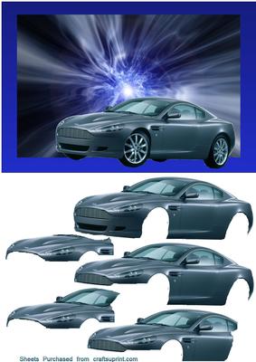 Aston Martin Vanquish on Abstract Effect Background Decoupag