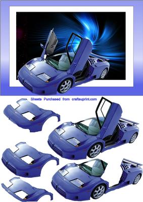 Bugatti Sport Car Decoupage