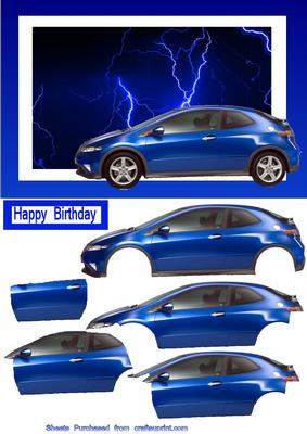 Blue Honda Civic Decoupage