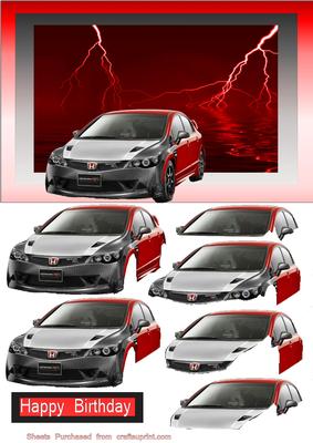 Red Honda Civic Decoupage