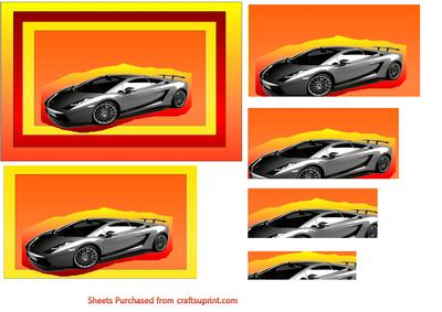 Happy Birthday Lamborghini on Orange Sunset Pyramid