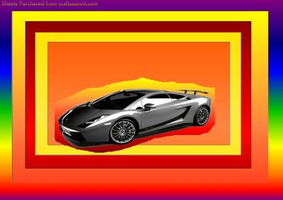 Happy Birthday Lamborghini on Orange Sunset A4 Sheet