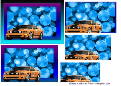 Orange Ford Mustang on Bubble Background Pyramid