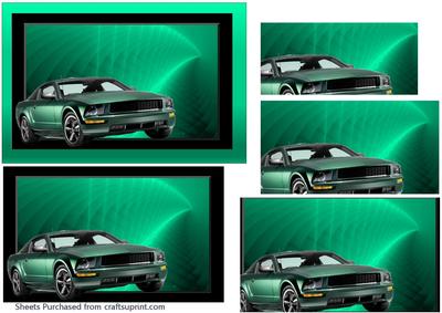 Green Mustang on Stunning Background Pyramid