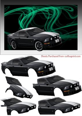 Green Mustang on Abstract Background