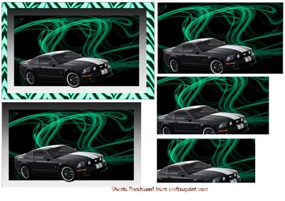 Green Mustang on Abstract Background Pyramid