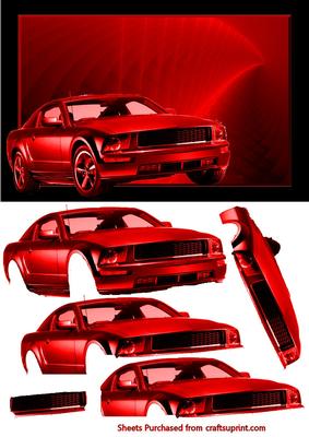 Sports Car Red Abstract Effect Decoupage