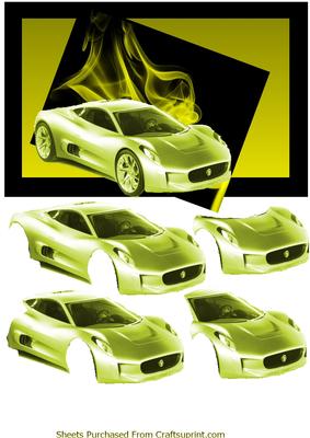 Yellow Sport Car Decoupage