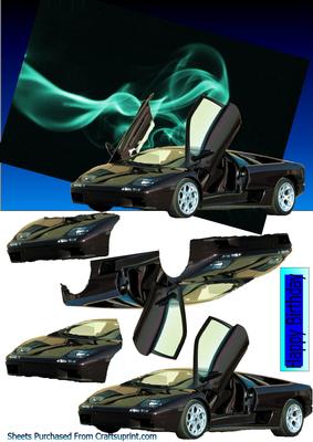 Black Lamborghini on Smoke Background Decoupage