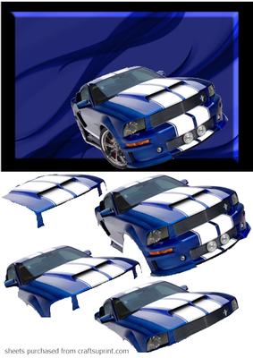 Blue Stripe Sport's Car Decoupage