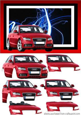 Red Audi Sport on Lightning Background