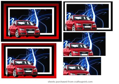 Red Audi Sport on Lightning Background Pyramid