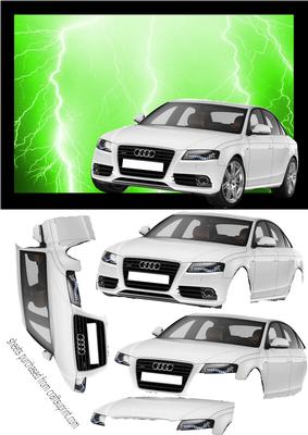 Green Audi Sport on Lightning Background Decoupage