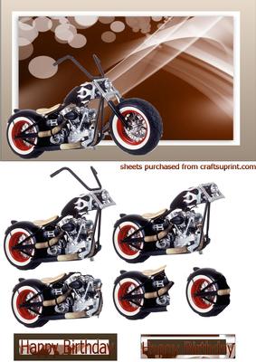 Hot Rod Bike on Brown Abstract Background Decoupage