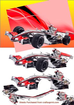 Formula 1 Car on On Red Abstract Background