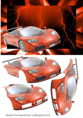 Orange Mclaren Sport Car Decoupage