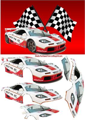 Sport Race Car on Racing Flag Background