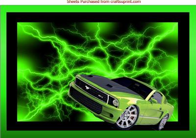 A4 Lime Green Ford Mustang Decoupage