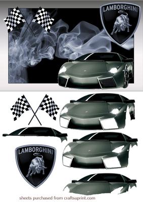 Lamborghini on Smoke Background Decoupage