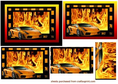 Lamborghini on Fire Background Pyramid