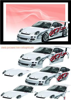 Sport White Porsche Decoupage