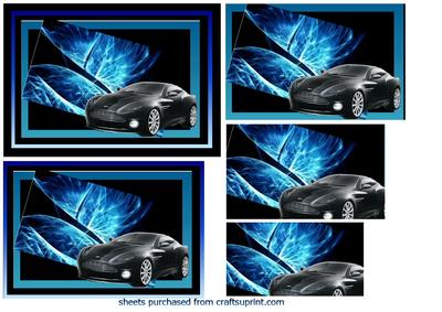 Aston Martin Vanquish on Blue Abstract Pyrami
