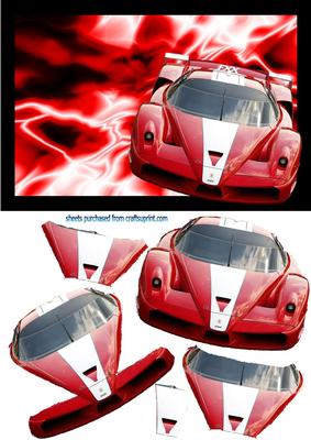 Fire Red Ferrari Enzo Decoupage