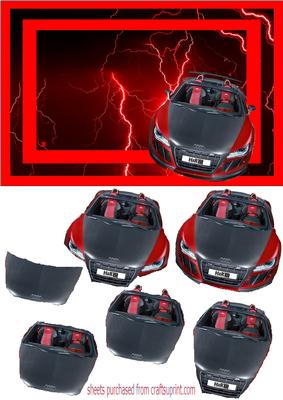 Audi Sport on Lightning Red Background Decoupage