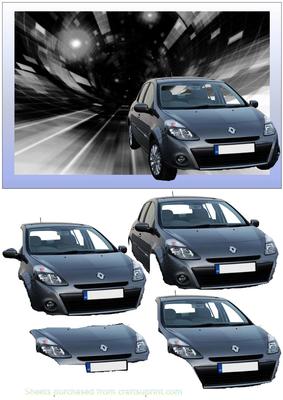 Silver Renault Clio Decoupage