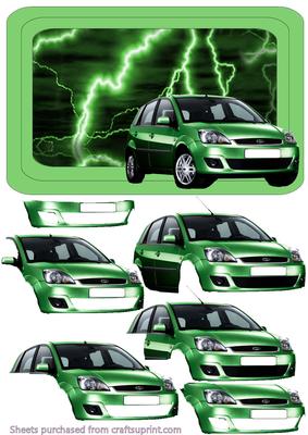 Lightning Green Ford Fiesta Zetec Decoupage