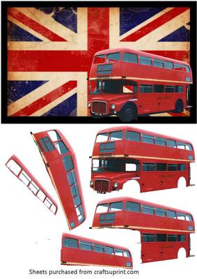 London Bus on Sepia Union Jack Decoupage