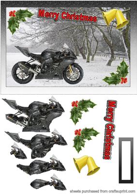 Black Motorbike on Snowy Scene Background